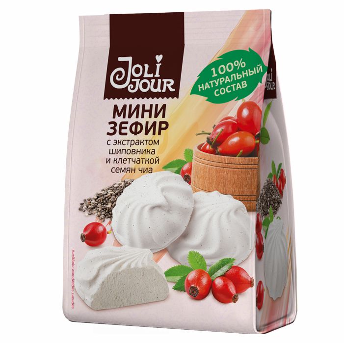 Мини зефир с экстрактом шиповника и клетчаткой семян чиа 110г