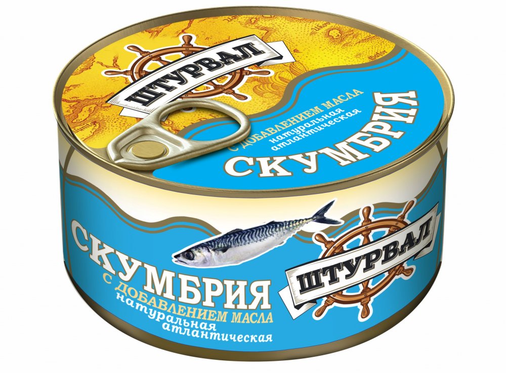 Скумбрия натуральная с добавлением масла 185г