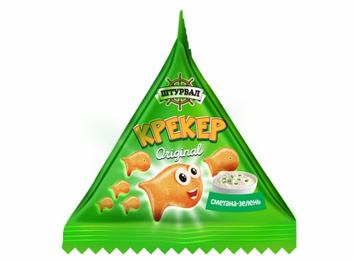 Крекер в форме рыбок со вкусом сметаны и зелени 20г